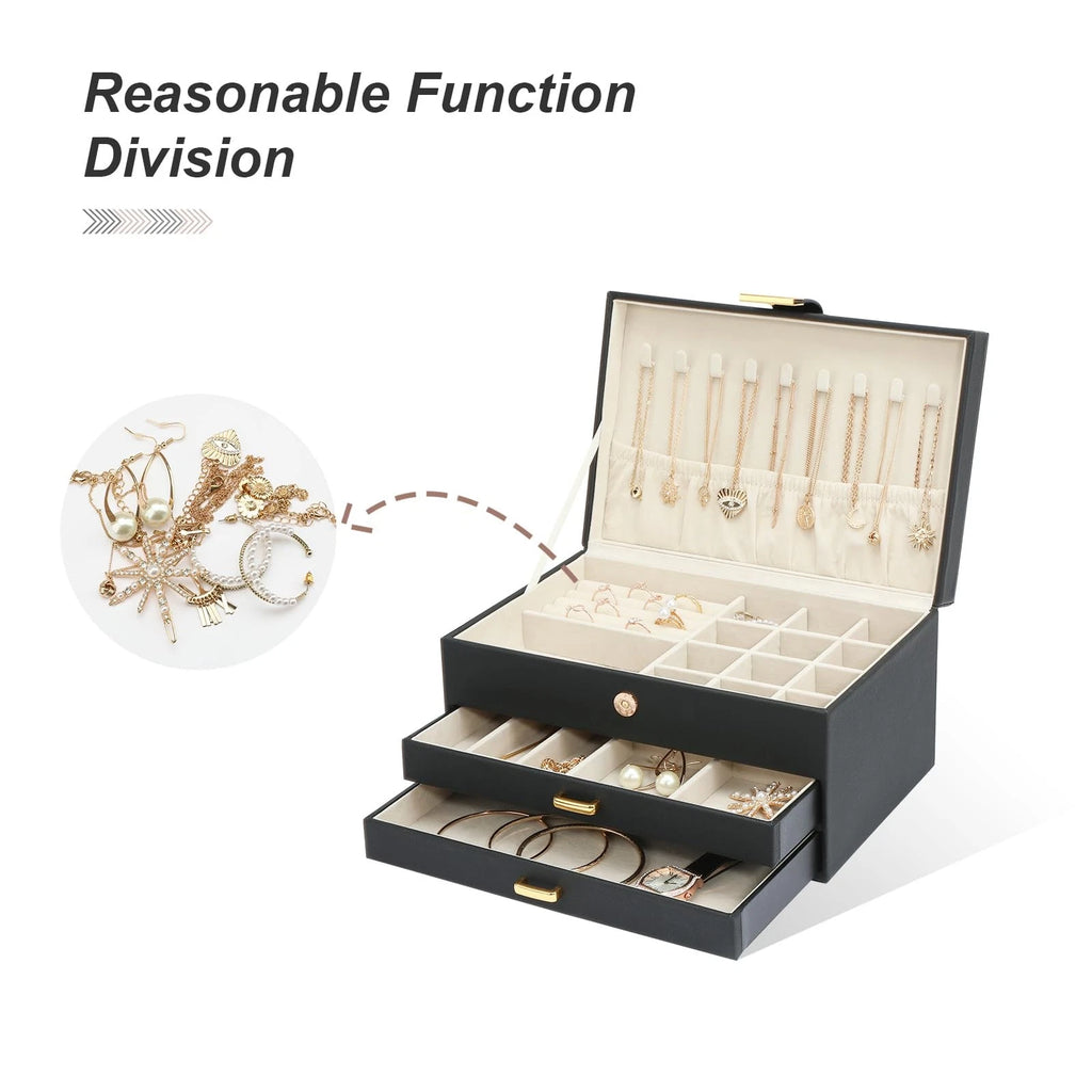 Jewelry Holder Organizer, Leather Jewelry Set Box with 2 Drawers, Jewelry Sto... | eBay