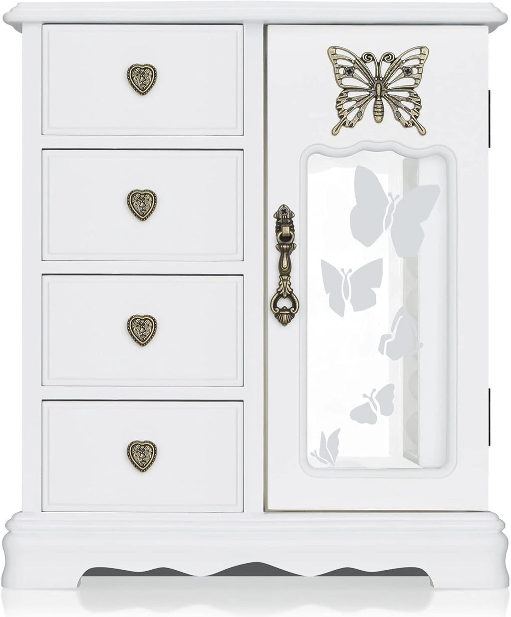 Luxury White Jewelry Organizer with Velvet Lining and Built-in Mirror for Women | eBay