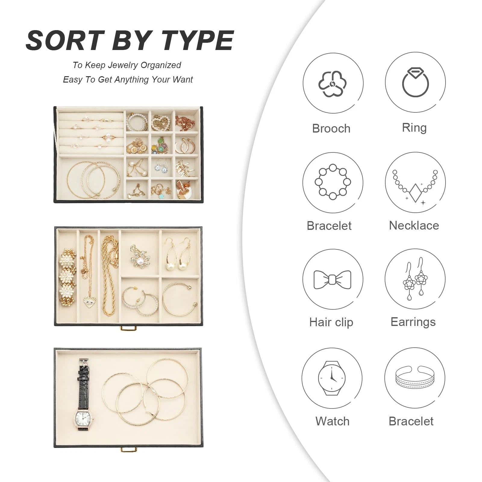 Jewelry Holder Organizer, Leather Jewelry Set Box with 2 Drawers, Jewelry Sto... | eBay