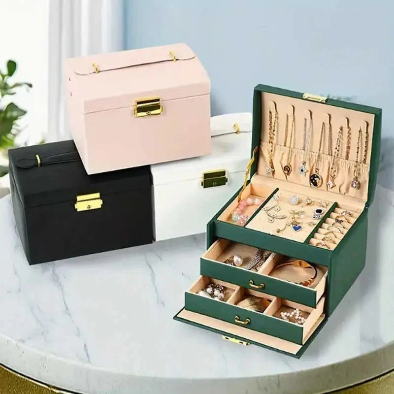 Portable Jewellery Organizer Box Two Drawer Earring Ring Necklace Storage Case | eBay
