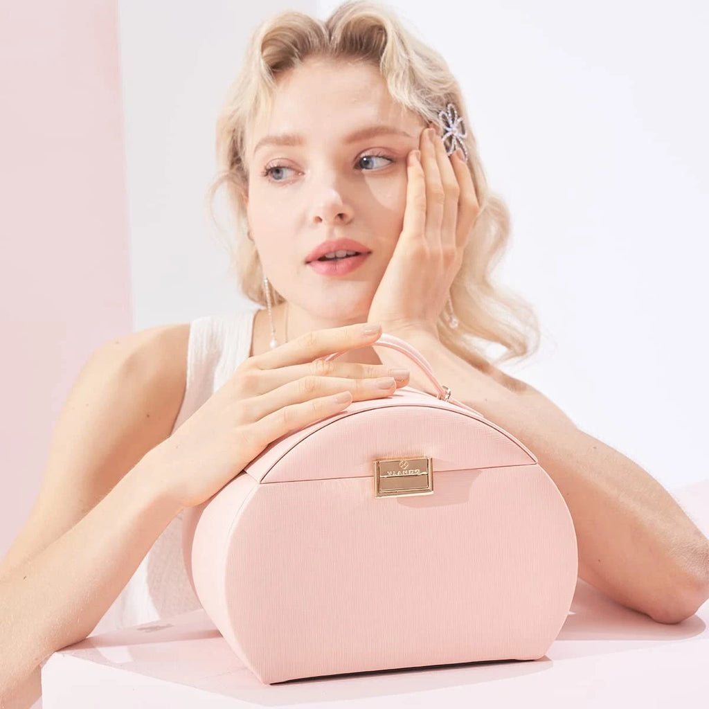 Princess-Style Luxury Jewelry Box, Leather Mirrored Necklaces Earrings Rings ... | eBay