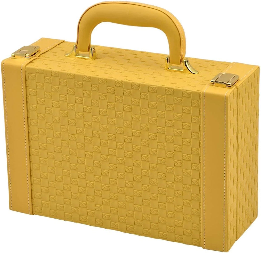 Jewelry Christmas Gifts Organizer Woven Texture Brief Style Faux Leather Box Cas | eBay