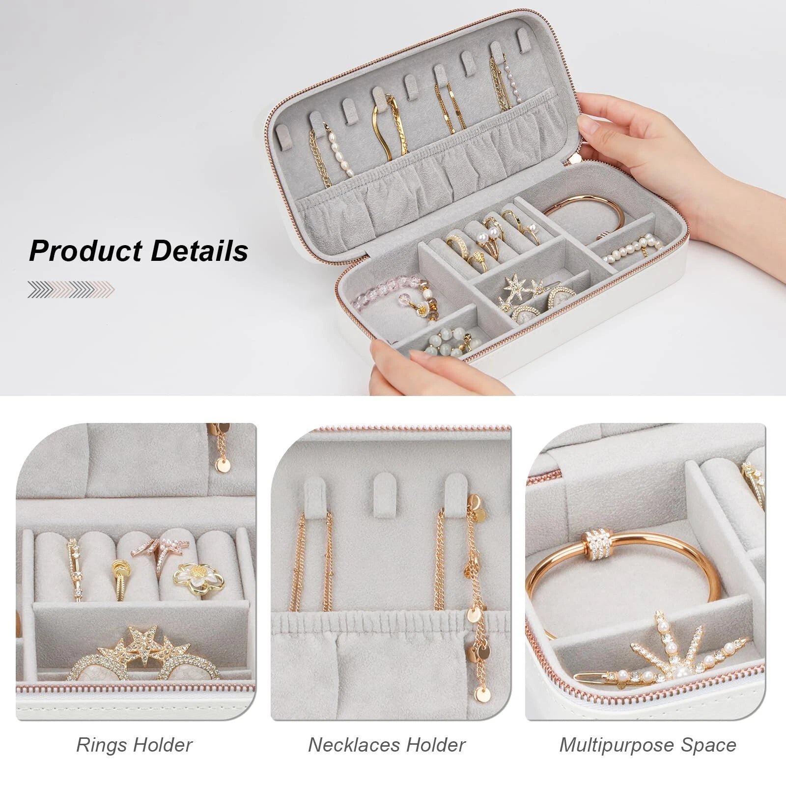 Travel Jewelry Boxes Organizer, Zippered Portable Small Travel Jewellery Boxe... | eBay