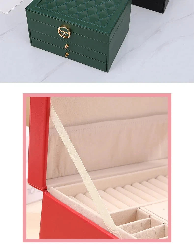 Leather Drawer Necklace Earrings Bracelets Jewelry Storage Box Organizer Display | eBay