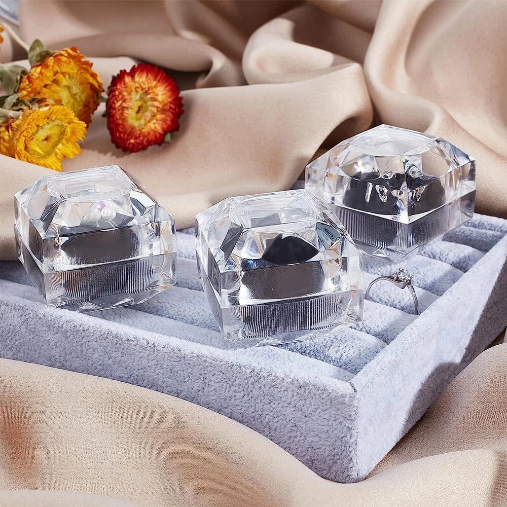 24Pcs Clear Crystal Ring Gift Boxes Earrings Jewelry Storage Black Box | eBay