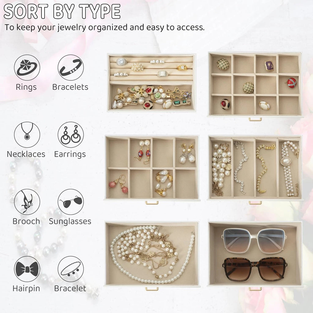 Large 6-Tier Jewelry Box Lockable Leather Jewelry Storage Case with 5 Drawers fo | eBay