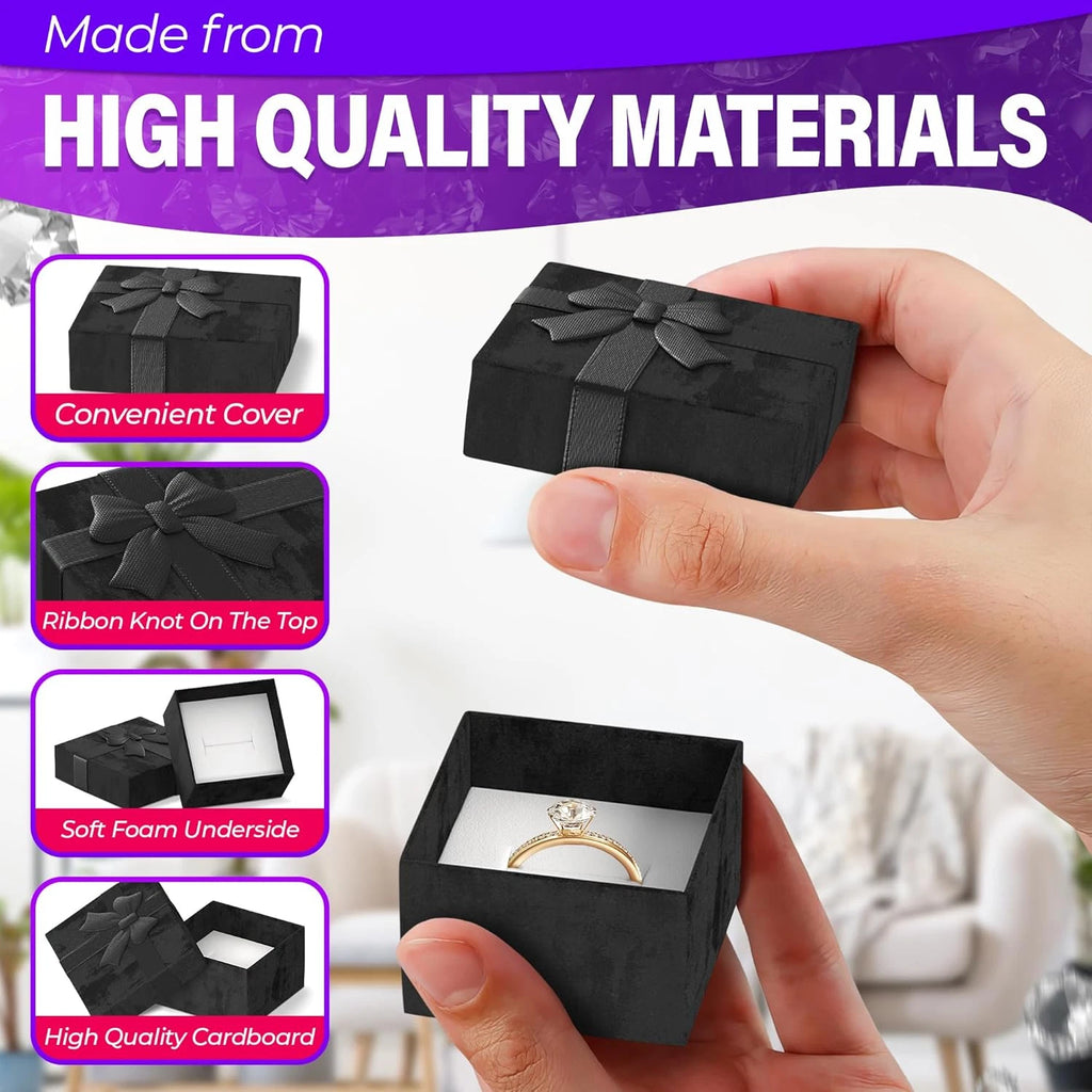 Set of 24 Black Ring Gift Box - Elegant Design Ring Jewelry Box Set, Lightweight | eBay