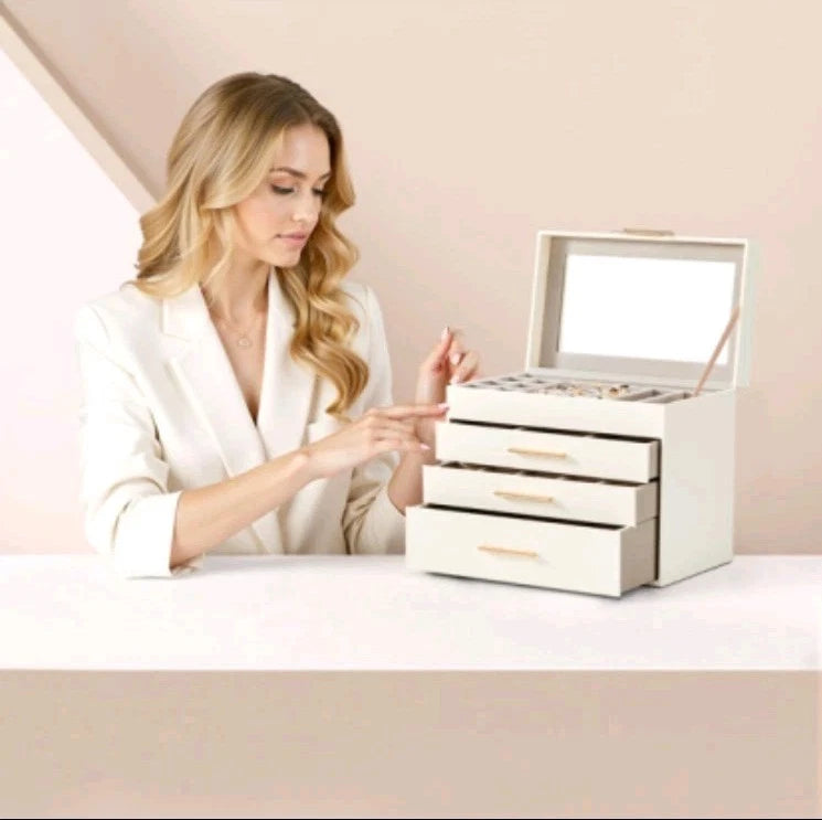 Visible Storage With 2-drawer White Cabinet And Pink Velvet Jewelry Box | eBay