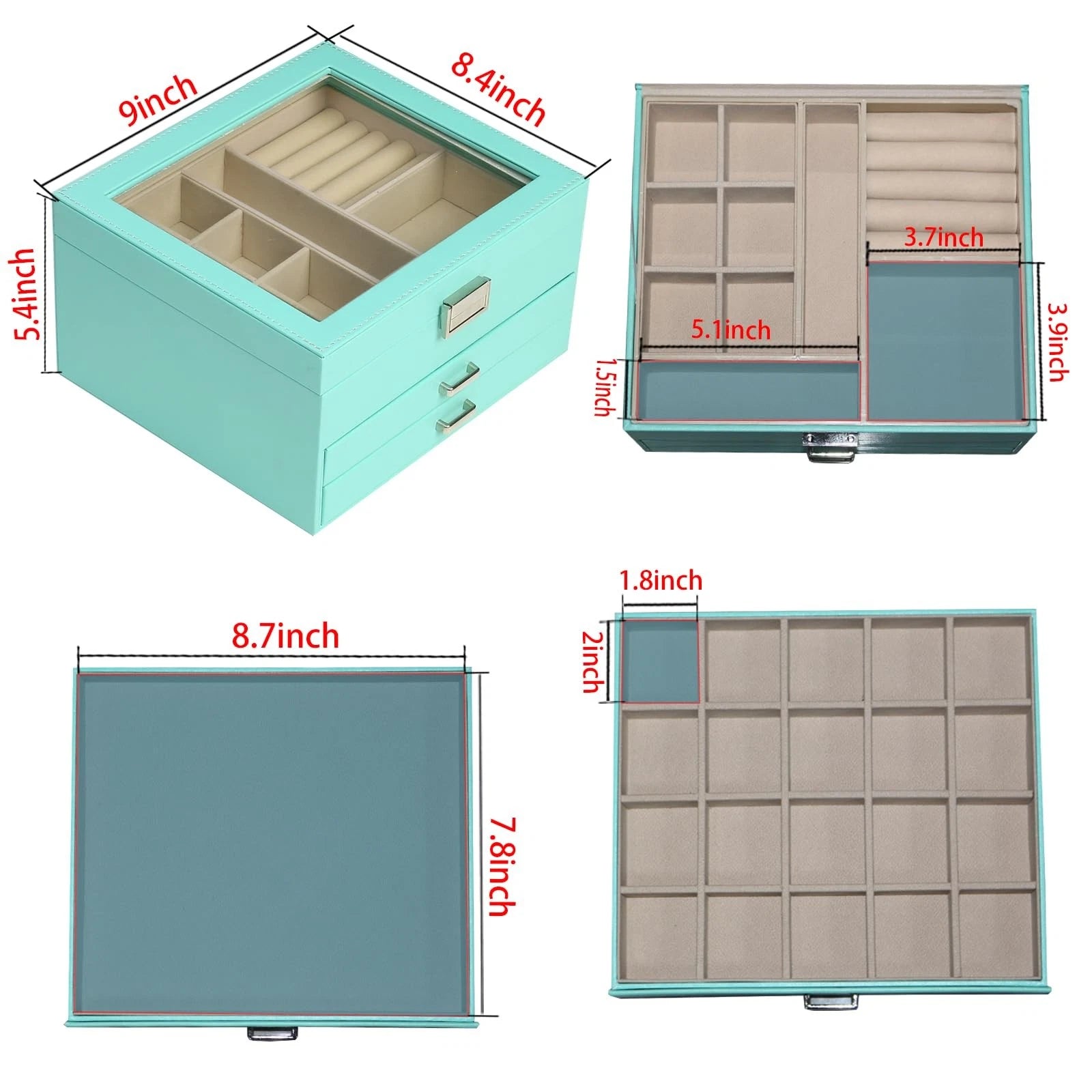 Clear Lid Jewelry Box,3 Layers Jewelry Organizer Large Multi-Functional Jewel... | eBay