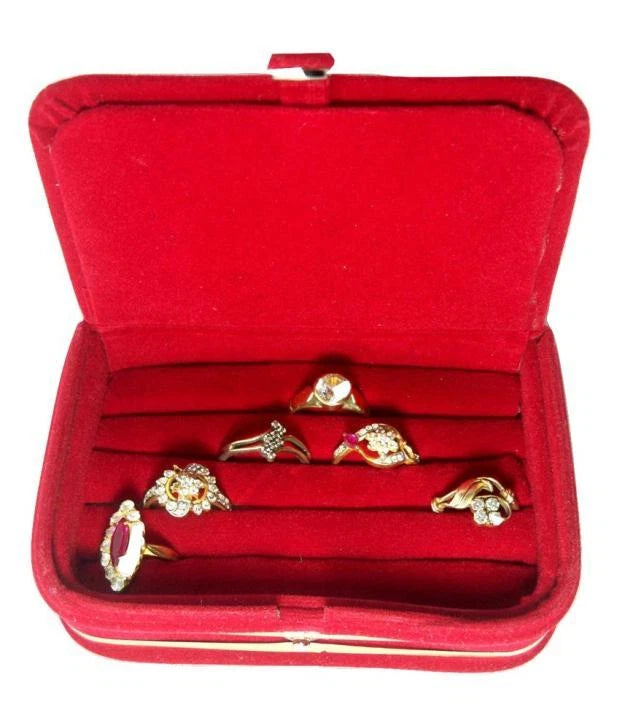 #COMBO ELEGANT 1 RING 1 EARNING JEWELRY STORAGE BOX ORGANIZER VELVET COATED CASE | eBay