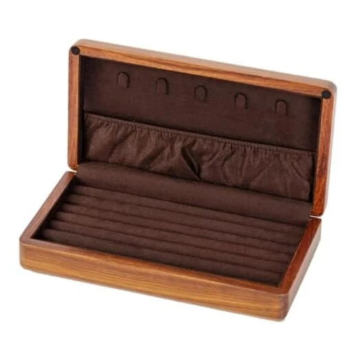 Rings Cufflink Earrings Box Jewelry For Solid Wood Medium-Deep brown velvet | eBay