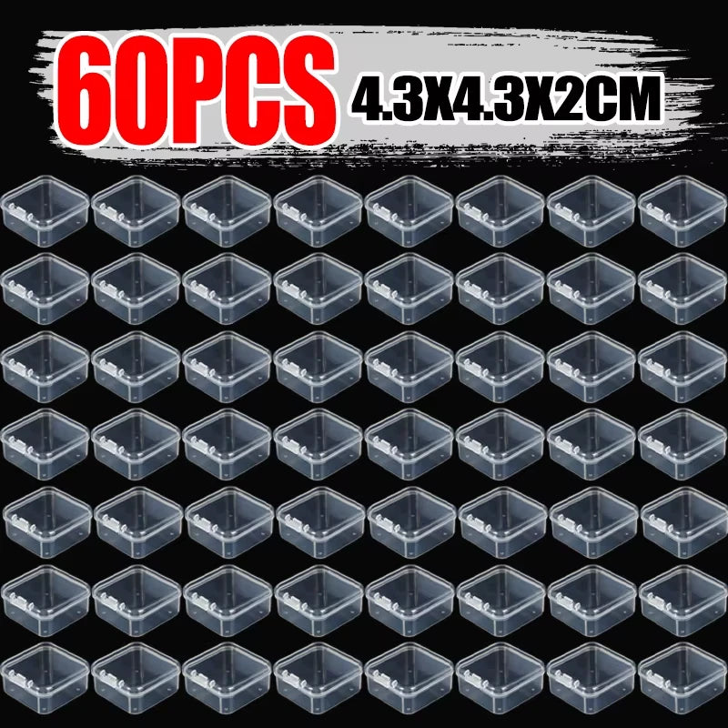 6/60Pcs Mini Plastic Box Square Transparent Storage Box for Jewelry Earrings Rin | eBay