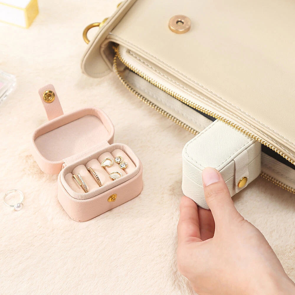 Women Portable Mini Jewelry Storage Case PU Leather Travel Jewelry Organizer Box | eBay