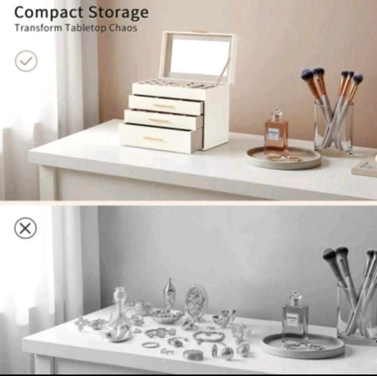 Visible Storage With 2-drawer White Cabinet And Pink Velvet Jewelry Box | eBay