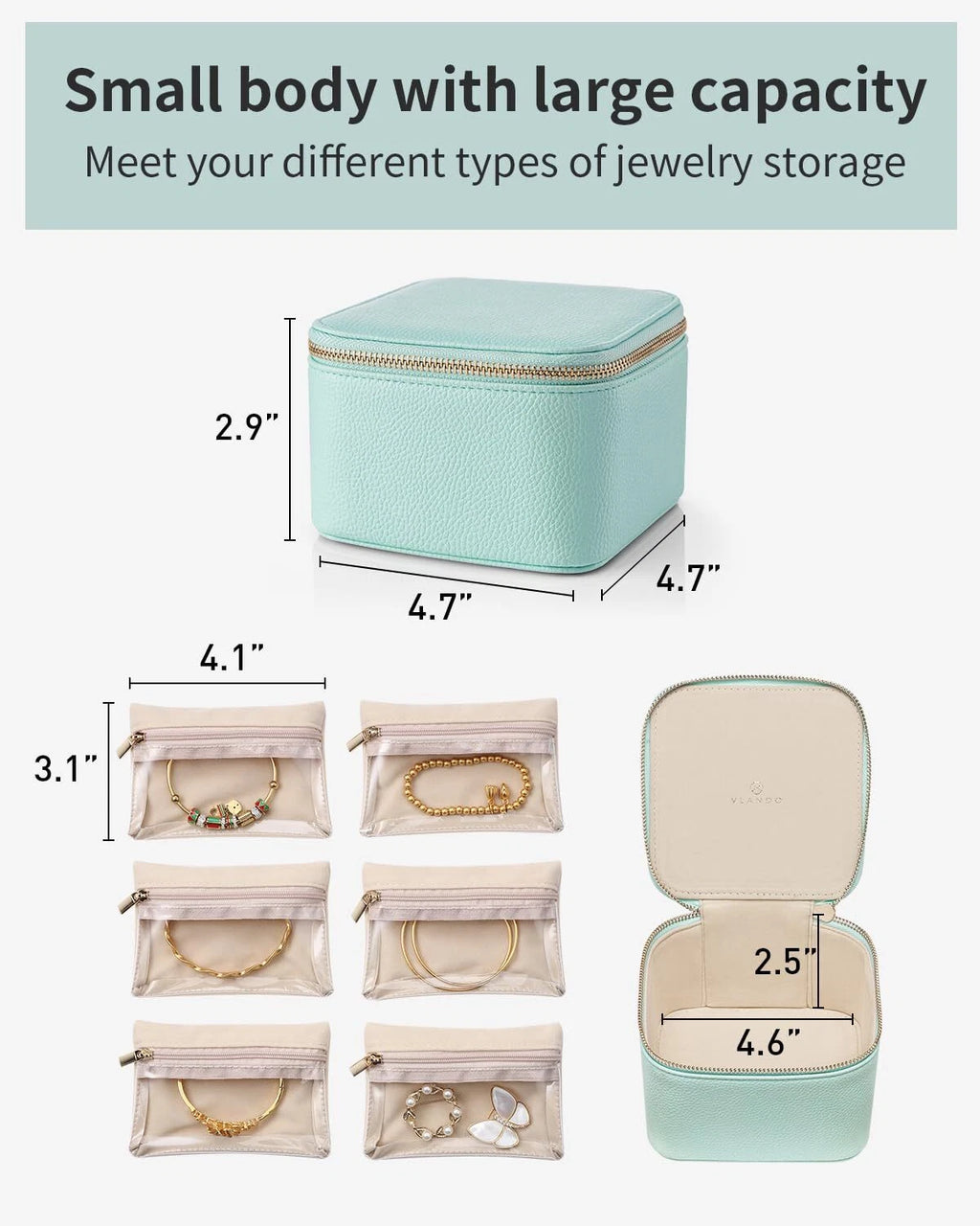 Vlando Travel Jewelry Box for Women Faux Leather Jewelry Box with 6 Velvet Je... | eBay