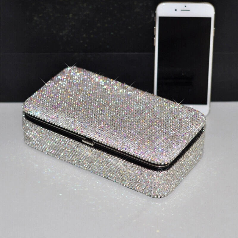 Rhinestone Jewelry Box with Mirror Portable Cosmetic Jewelry Earrings Ring Case | eBay