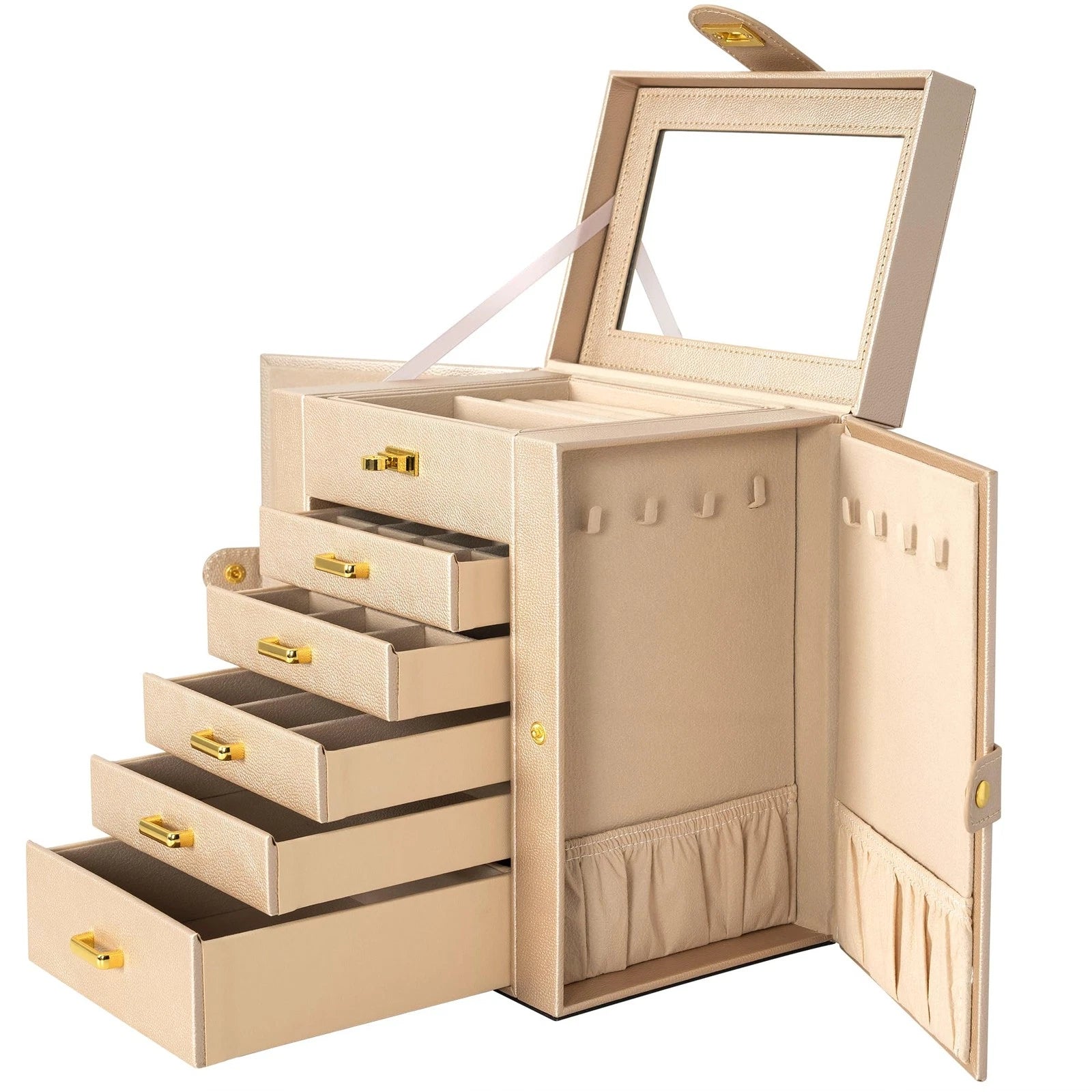 6-Tier Jewelry Box Organizer Functional Leather Jewelry Storage Case for Wome... | eBay