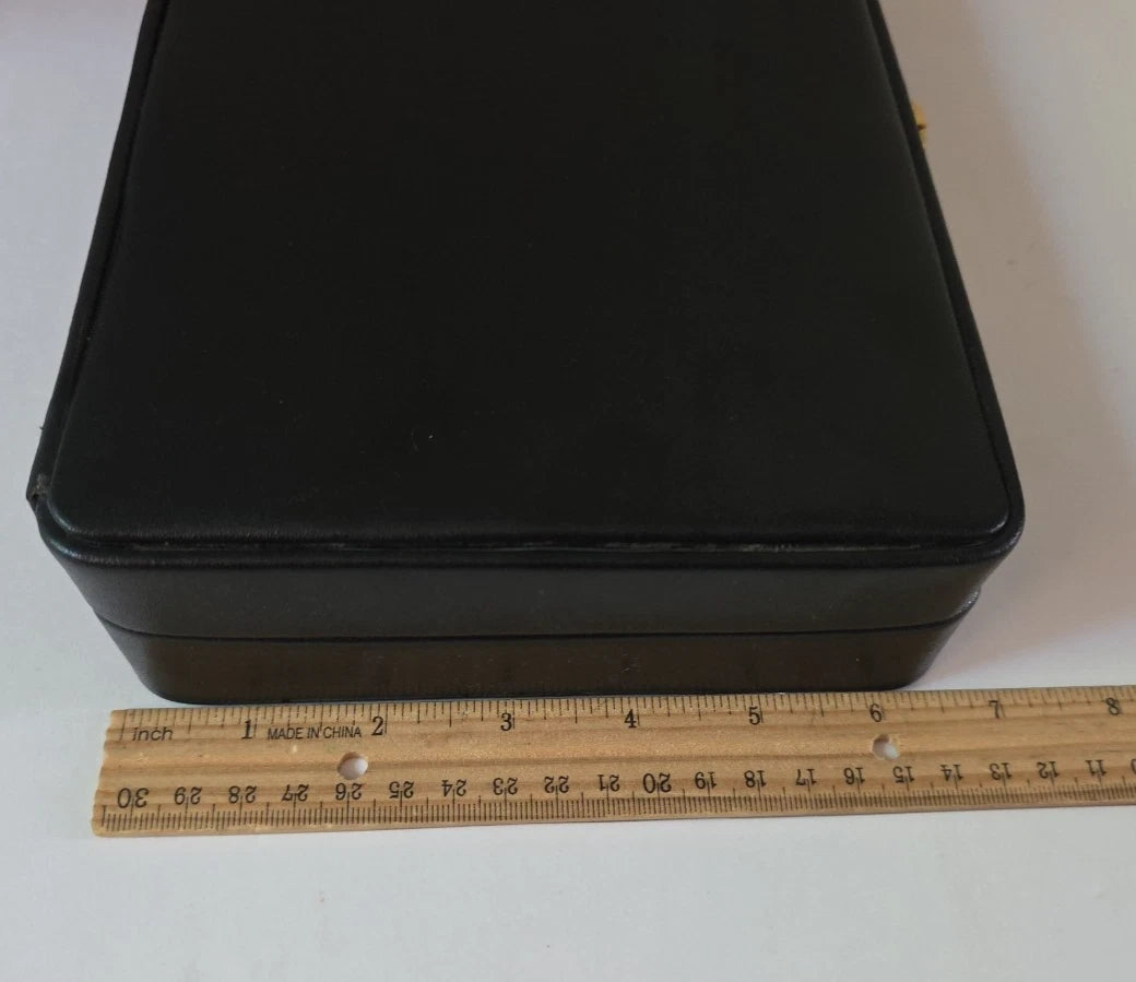 24 Grid Jewelry Box w/ Mirror Pouch & Key Attached Black Padded Top & Gold Clasp | eBay