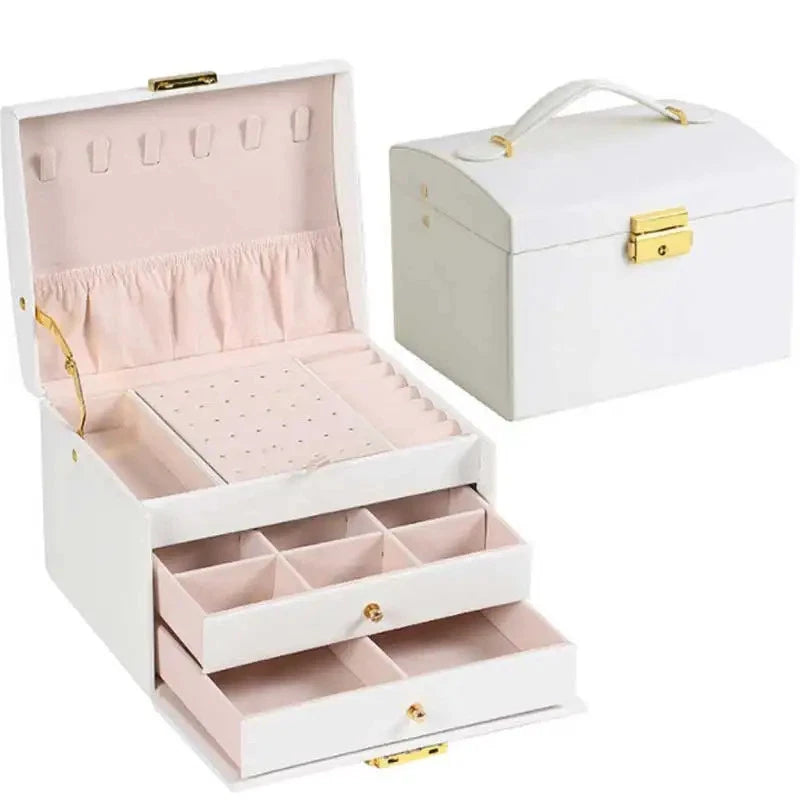 Portable Jewellery Organizer Box Two Drawer Earring Ring Necklace Storage Case | eBay
