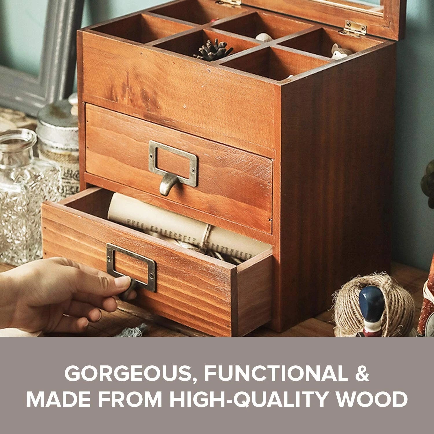 Primo Supply 6-Slot Jewelry Organizer - Wooden Storage Cabinet for Watches & ... | eBay