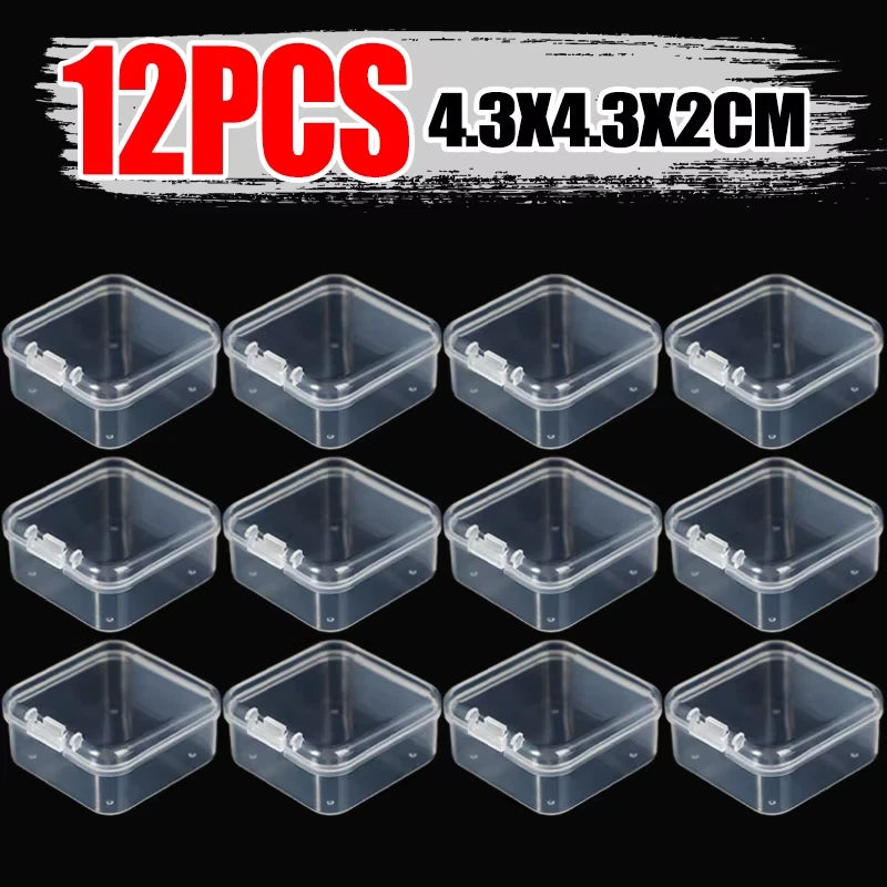 6/60Pcs Mini Plastic Box Square Transparent Storage Box for Jewelry Earrings Rin | eBay