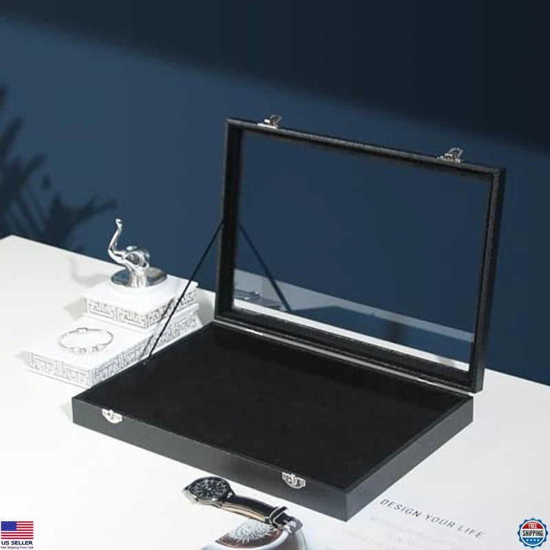 Black Velvet Jewelry Organizer Box with Lid for Necklaces, Bracelets, Rings | eBay