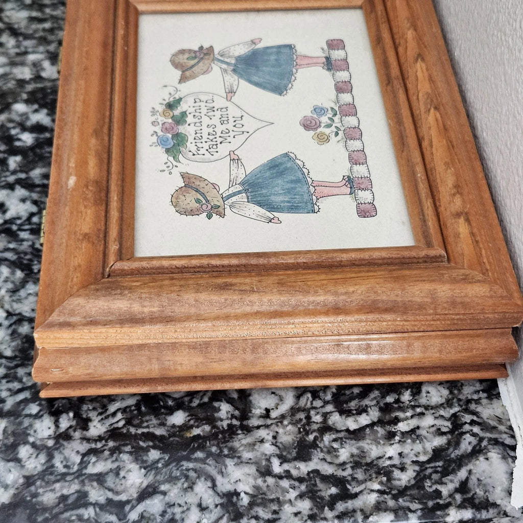 Vintage Mimi Wooden Framed Jewelry Box Friendship takes Two Me & You | eBay