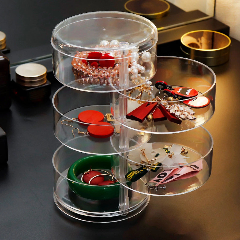 Rotatable Jewelry Box 5 Layer Transparent 360 Degree Rotation Space Saving E DGD | eBay