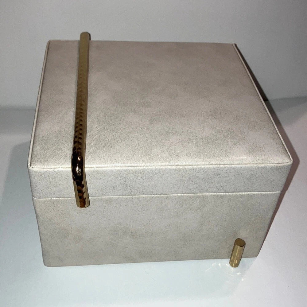 Cream Jewelry Box with Gold Accents - Faux Leather | eBay