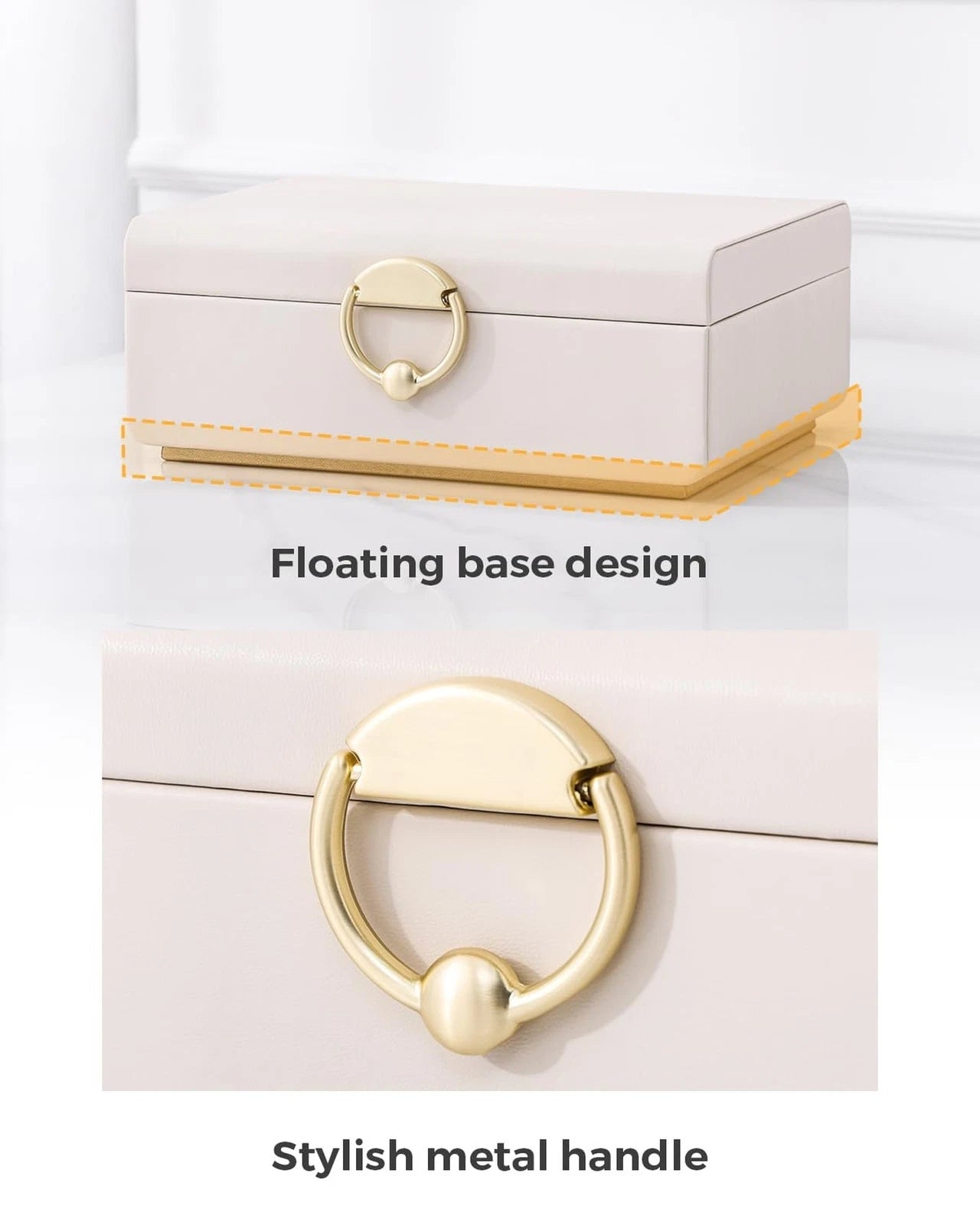 2-Layer Jewelry Box with Removable Tray, Jewelry Organizer with Gold Handle, ... | eBay