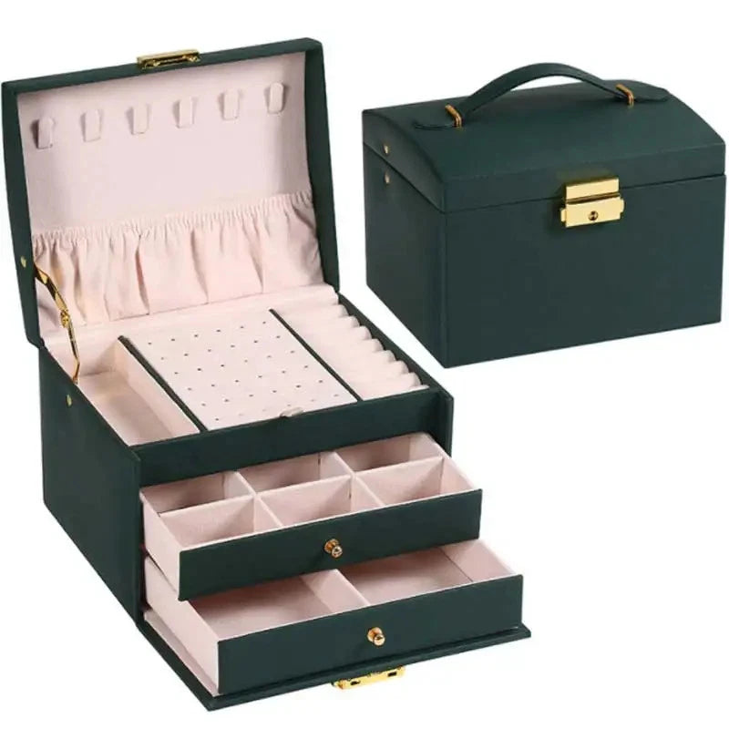 Portable Jewellery Organizer Box Two Drawer Earring Ring Necklace Storage Case | eBay