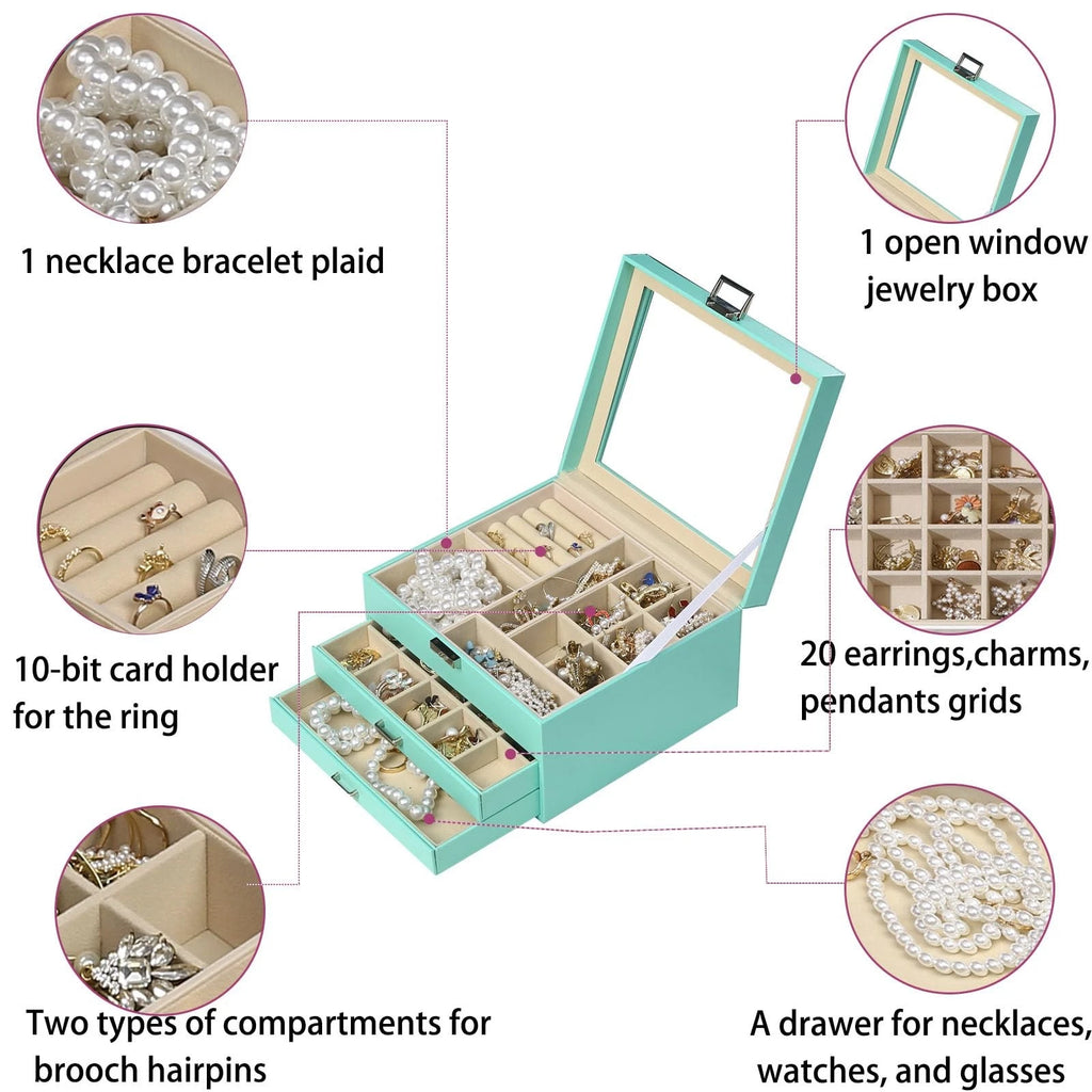 Clear Lid Jewelry Box,3 Layers Jewelry Organizer Large Multi-Functional Jewel... | eBay