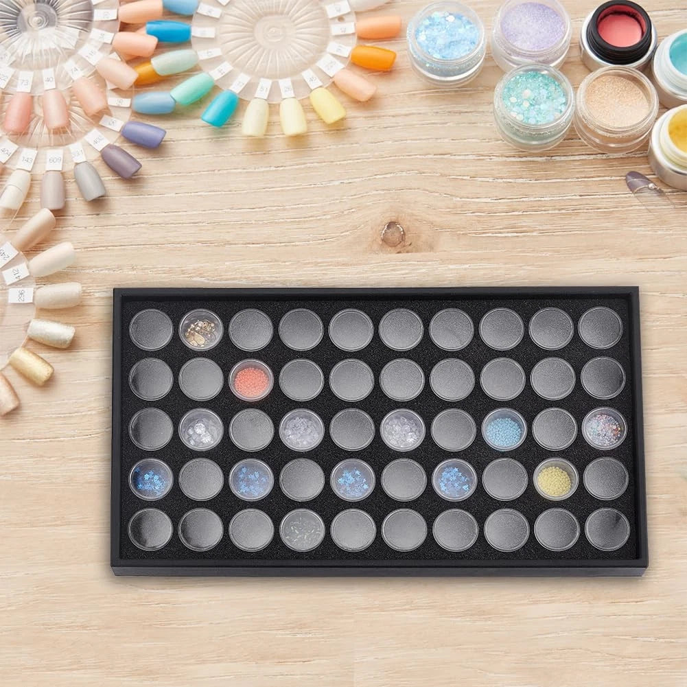 BENECREAT Black Foam Gem Jars Showcase with 50 Gemstones Storage Jar 37.5x21x | eBay