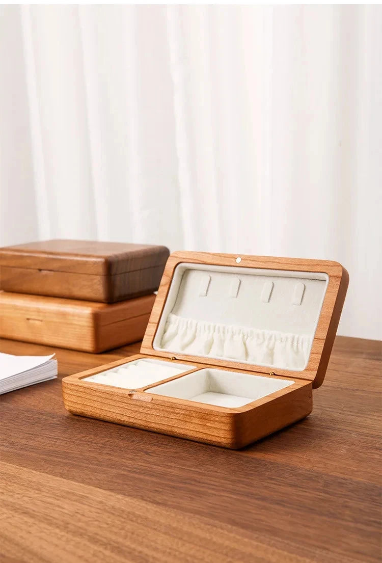 Portable Wood Jewelry Storage Box Necklace Earrings Rings Organizer Holder | eBay