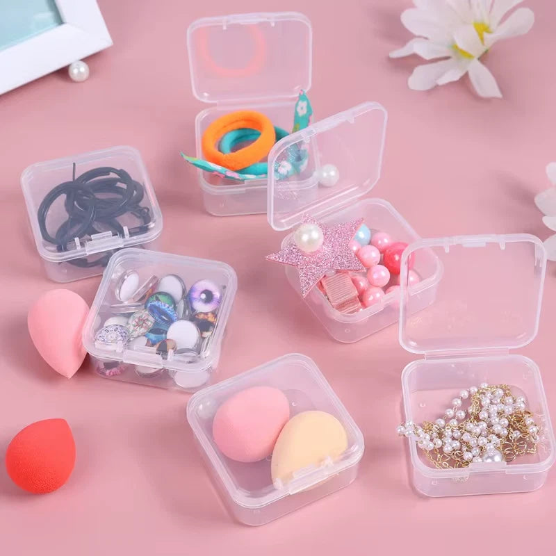 6/60Pcs Mini Plastic Box Square Transparent Storage Box for Jewelry Earrings Rin | eBay