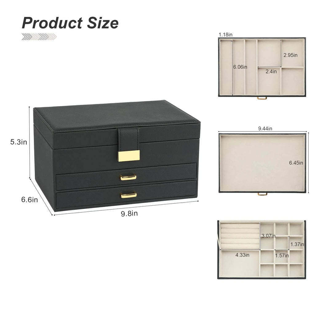 Jewelry Holder Organizer, Leather Jewelry Set Box with 2 Drawers, Jewelry Sto... | eBay