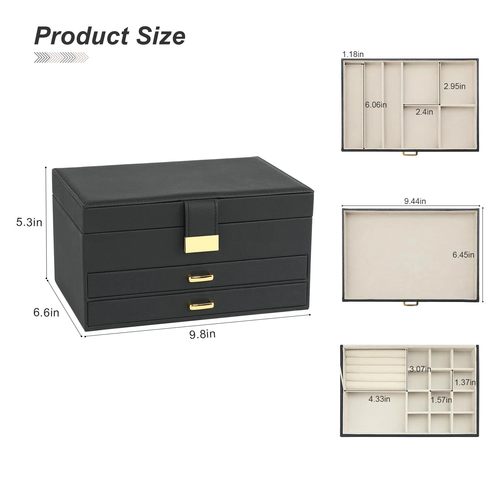 Jewelry Holder Organizer, Leather Jewelry Set Box with 2 Drawers, Jewelry Sto... | eBay