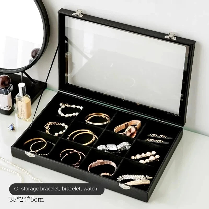 Jewelry Storage Box with Clear Lid for Earrings Necklaces Rings Organizer Holder | eBay