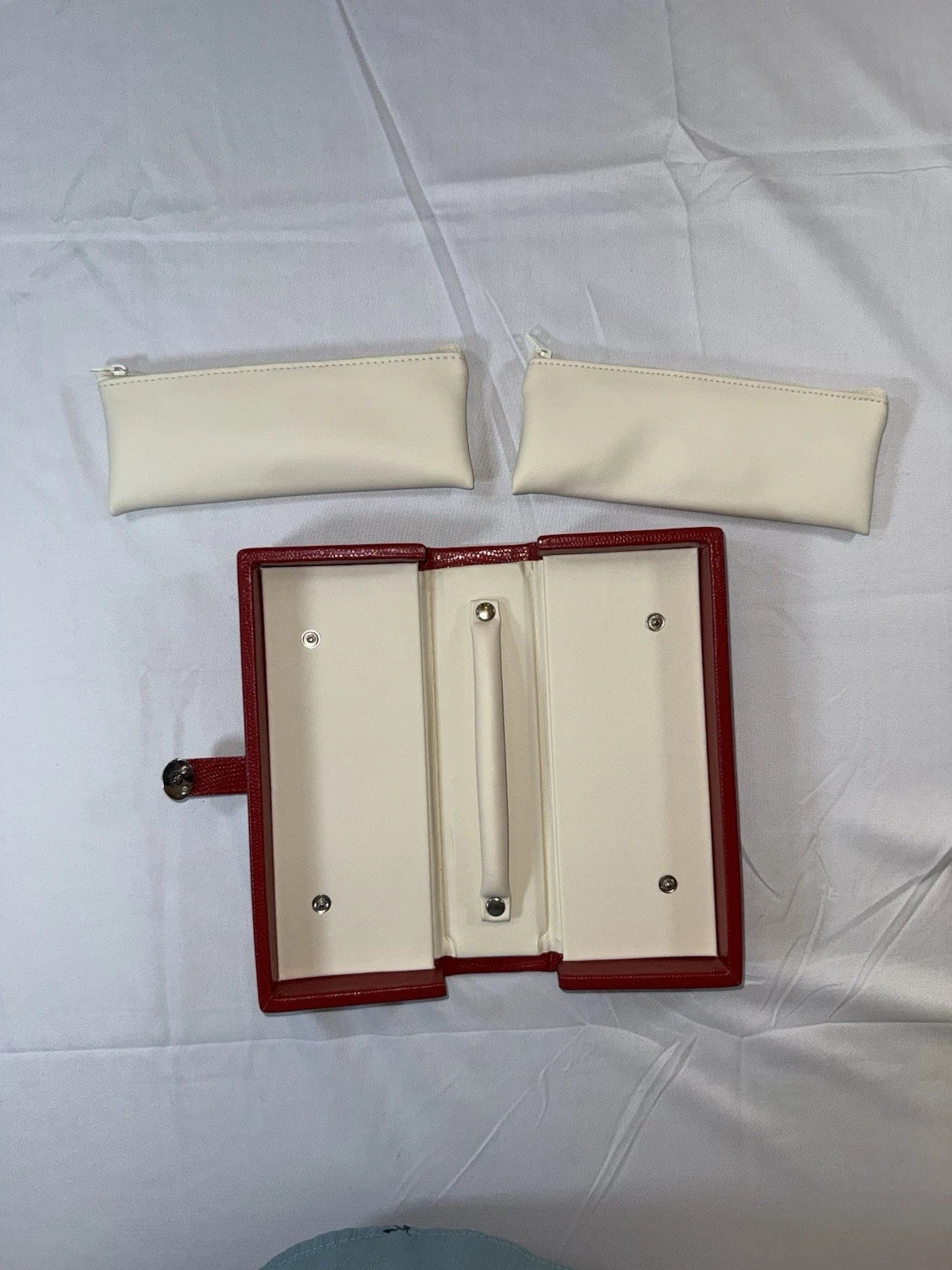 Jewelry Case Travel Box Removeable Zip Pouches Hinged Hard Side Red | eBay