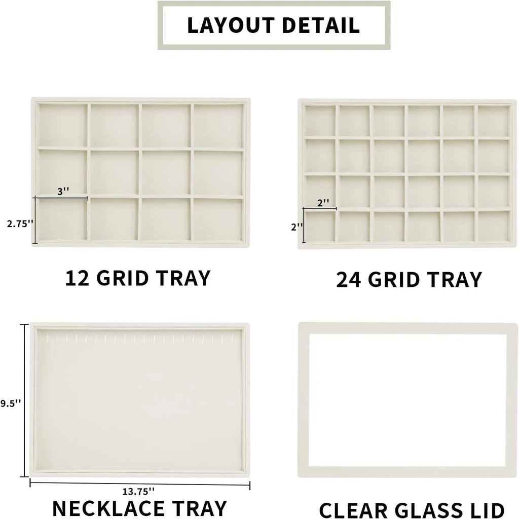 Jewelry Organizer Set of 4 Jewelry Box Velvet Jewelry Tray Jewelry Drawer Organi | eBay