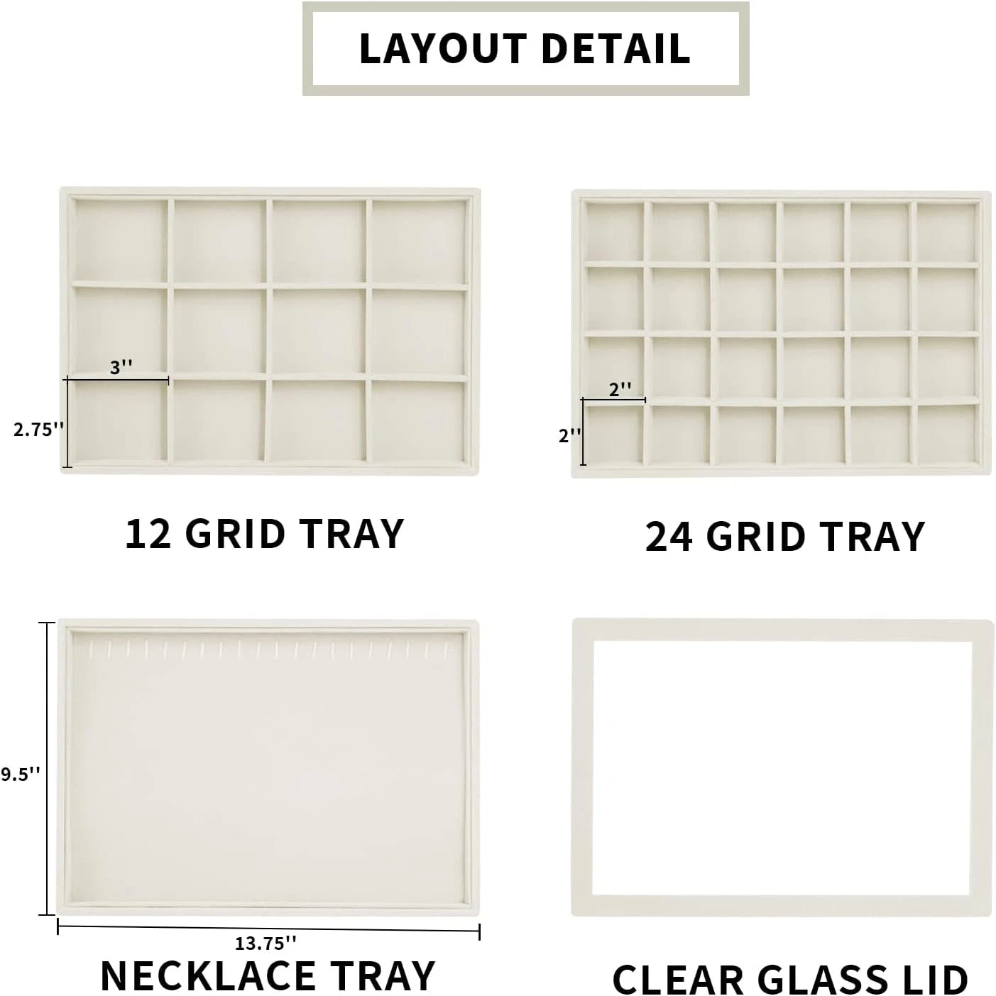 Jewelry Organizer Set of 4 Jewelry Box Velvet Jewelry Tray Jewelry Drawer Organi | eBay