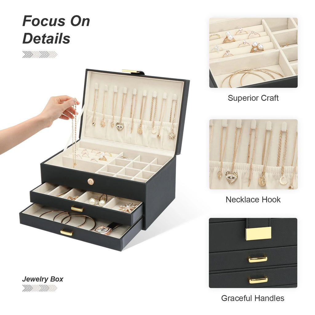 Jewelry Holder Organizer, Leather Jewelry Set Box with 2 Drawers, Jewelry Sto... | eBay