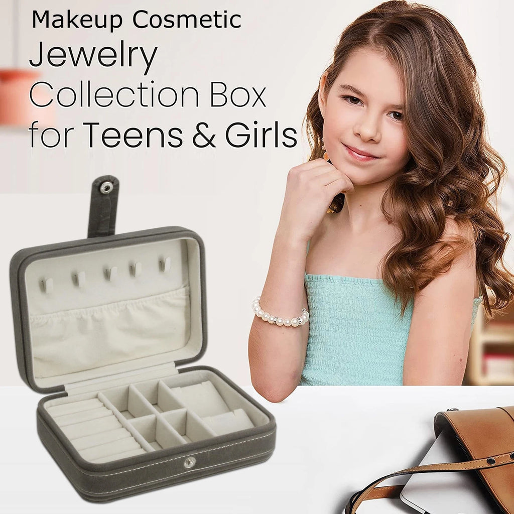 Velvet Small Jewelry makeup Box for Women Girls,Travel Portable Jewelry Case ... | eBay