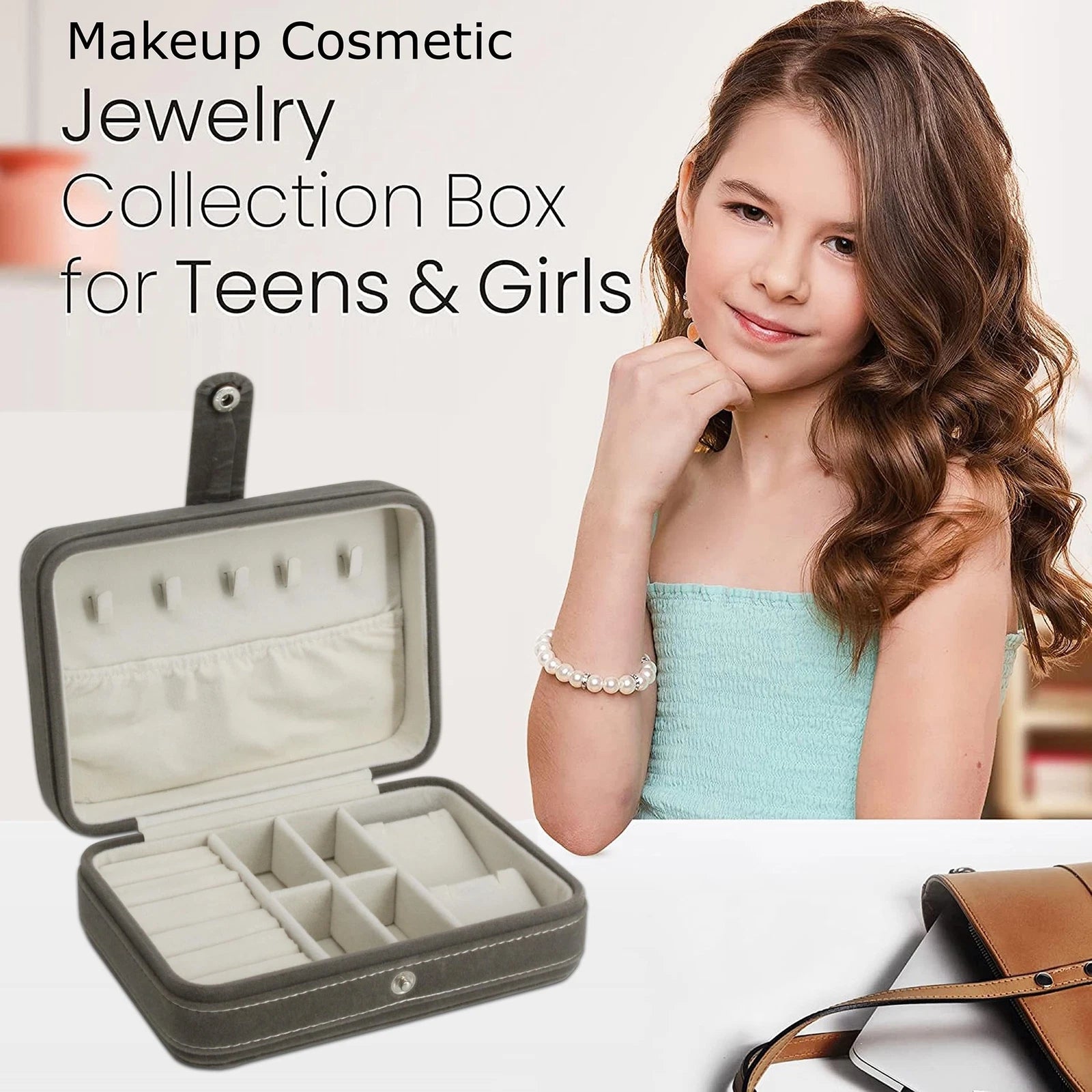 Velvet Small Jewelry makeup Box for Women Girls,Travel Portable Jewelry Case ... | eBay