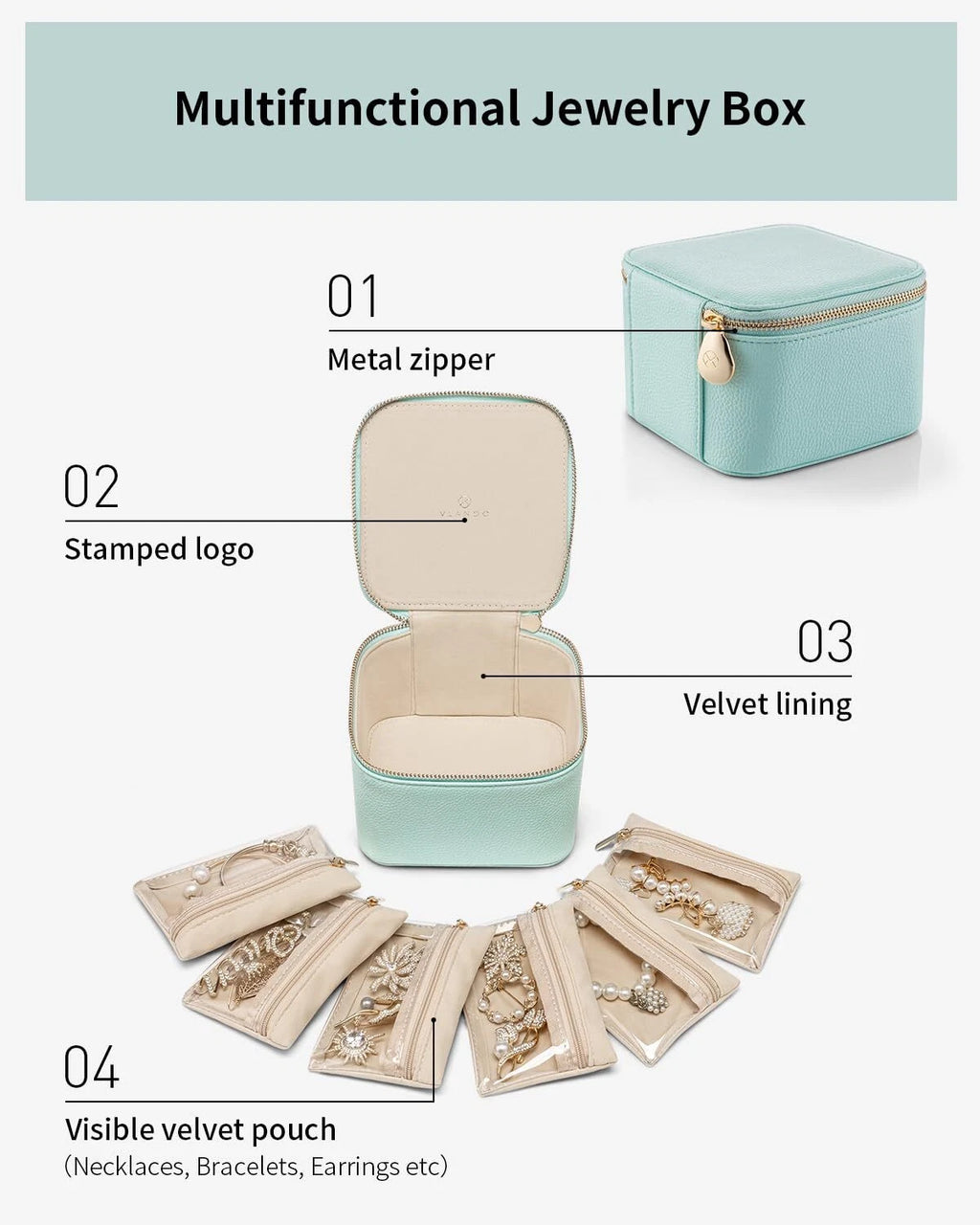 Vlando Travel Jewelry Box for Women Faux Leather Jewelry Box with 6 Velvet Je... | eBay