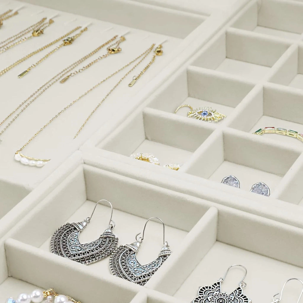 Jewelry Organizer Set of 4 Jewelry Box Velvet Jewelry Tray Jewelry Drawer Organi | eBay