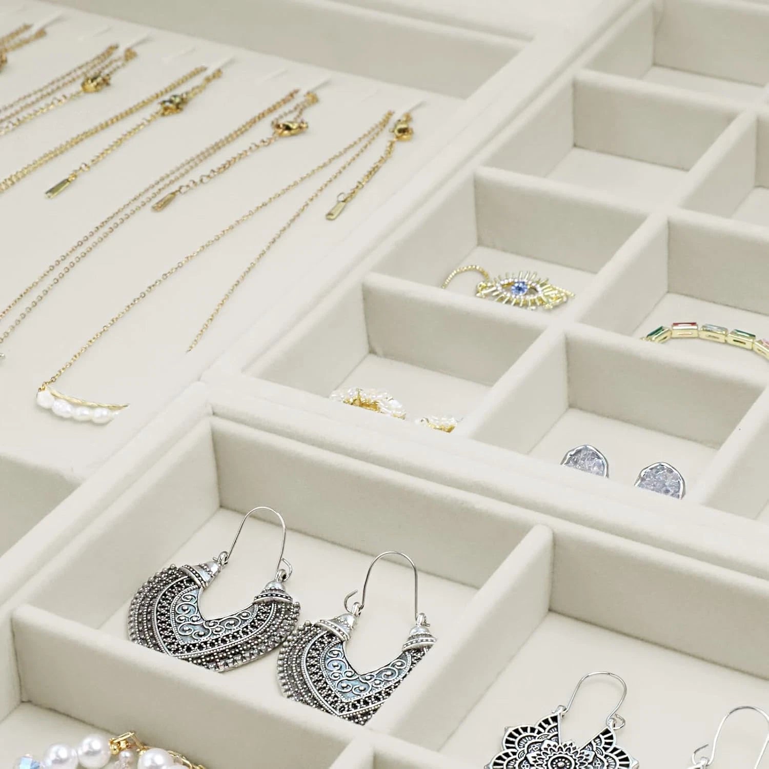 Jewelry Organizer Set of 4 Jewelry Box Velvet Jewelry Tray Jewelry Drawer Organi | eBay