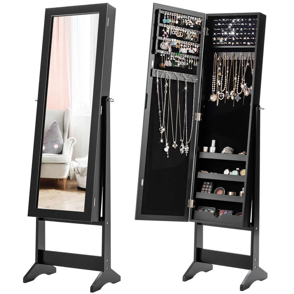 Vanity Mirror Tilting Jewelry Cabinet Organizer Storage Box Black | eBay