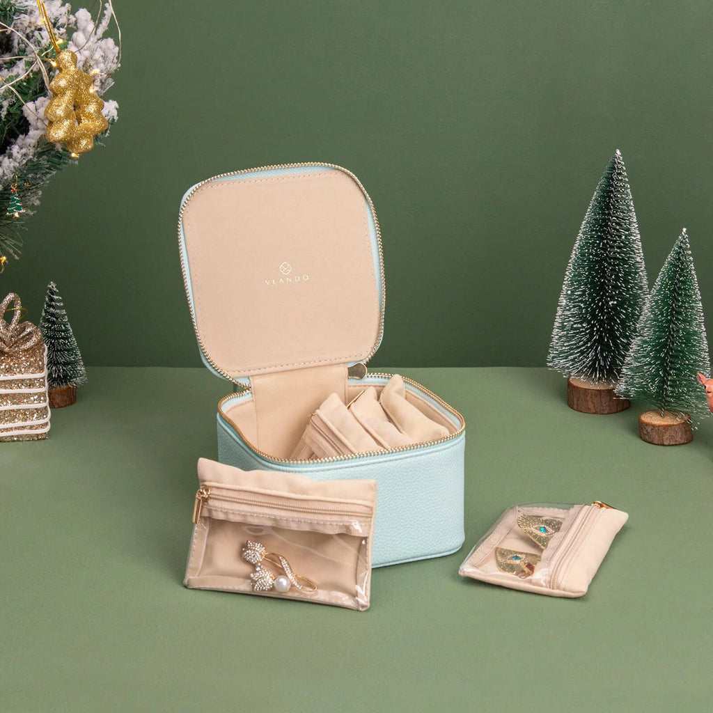 Vlando Travel Jewelry Box for Women Faux Leather Jewelry Box with 6 Velvet Je... | eBay