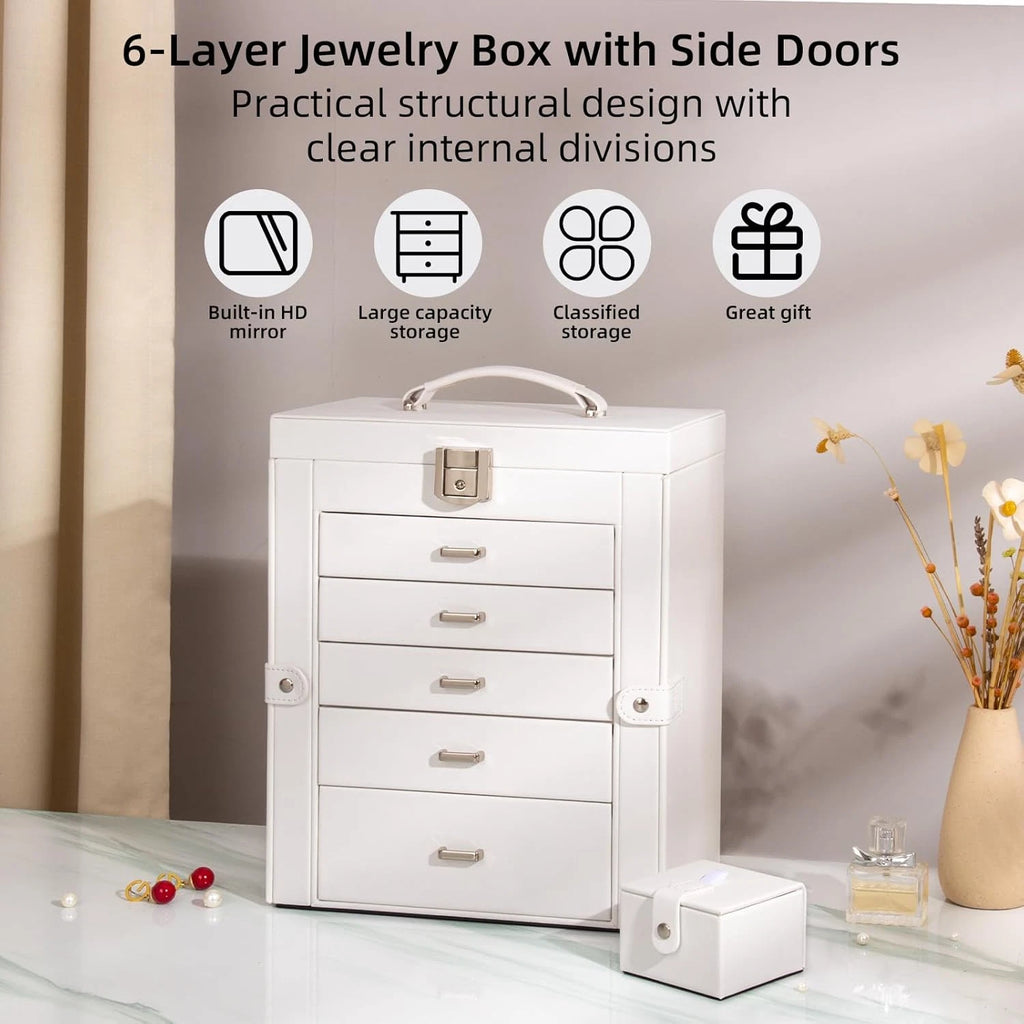 Large Jewelry Box,5-Tier PU Leather Jewelry Organizer with Lock,Multi-Functional | eBay